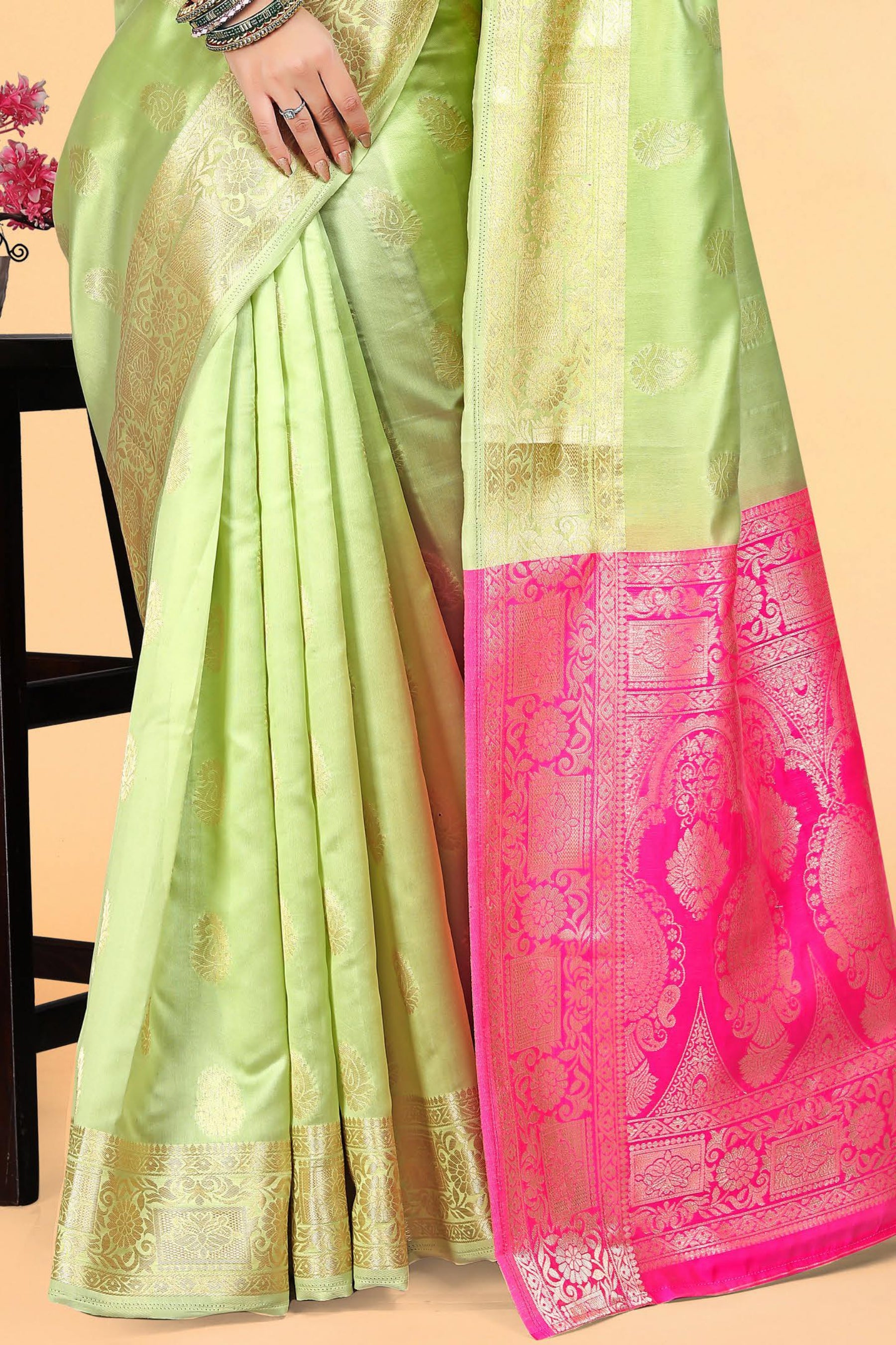 Lemon Green Kanjivaram Silk Saree