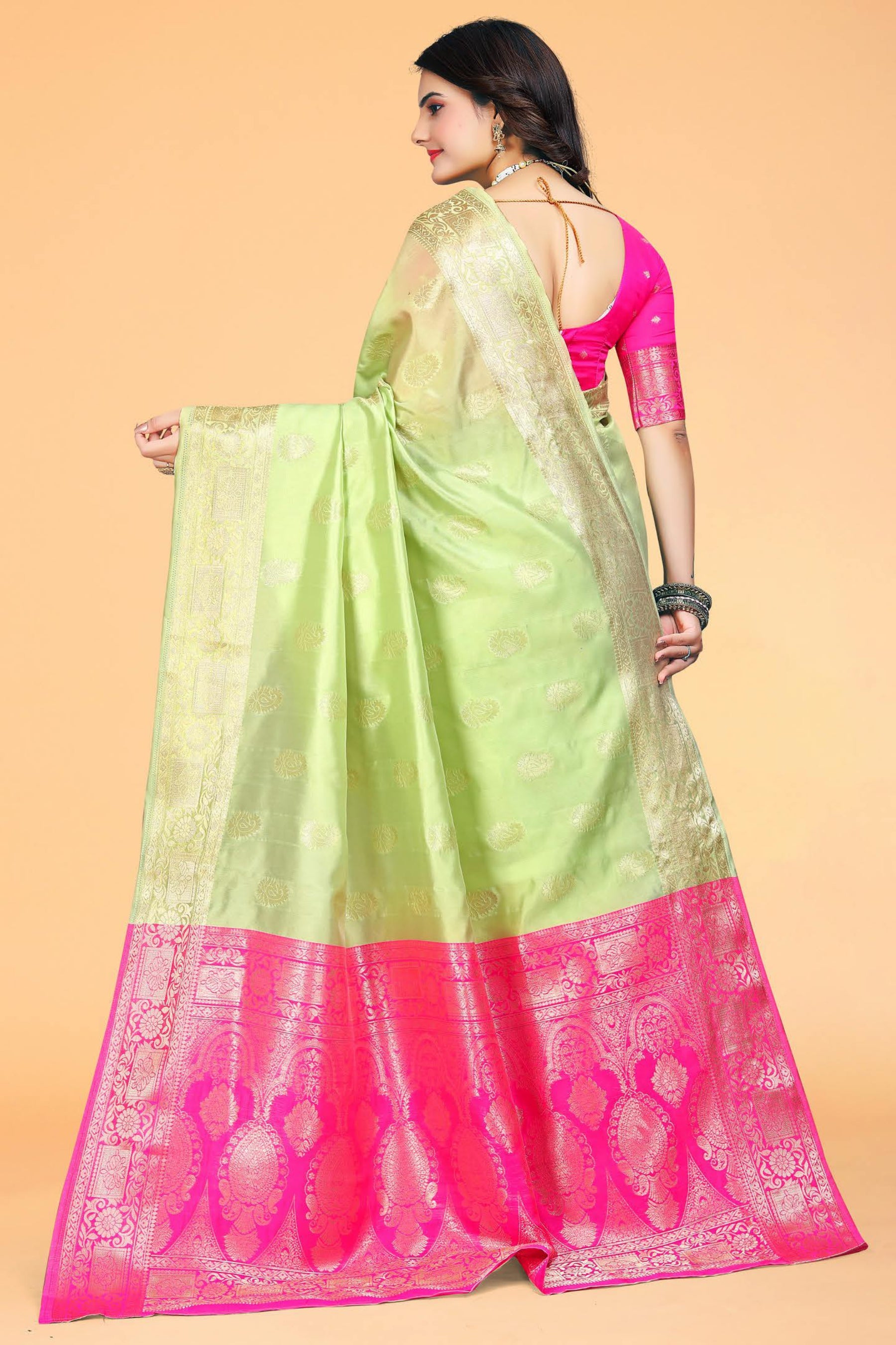 Lemon Green Kanjivaram Silk Saree