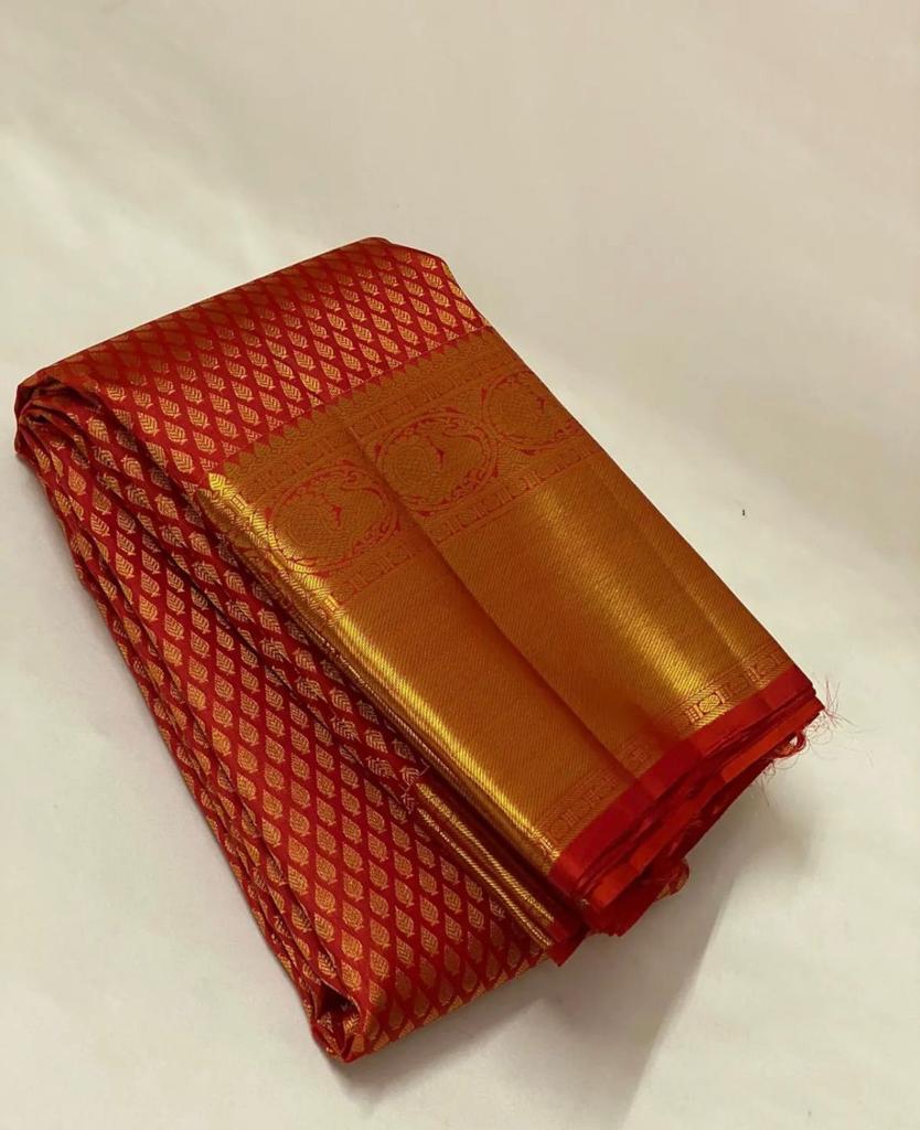 Red Kanjivaram Silk Saree With Jari Work