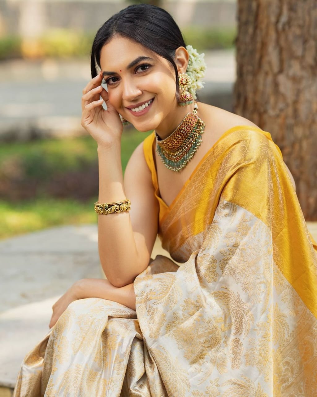 Sunshine Yellow Patterned Saree