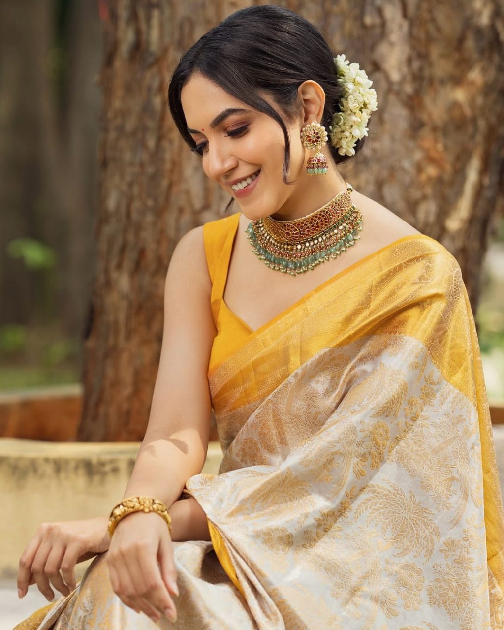 Sunshine Yellow Patterned Saree