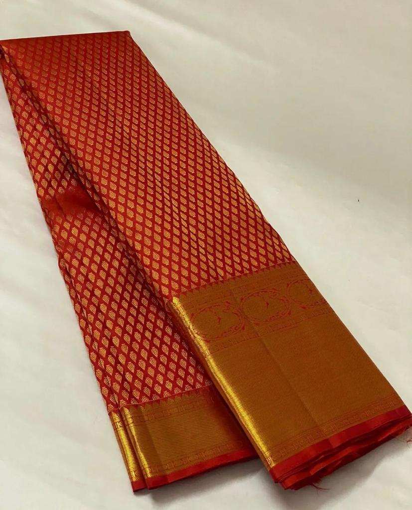 Red Kanjivaram Silk Saree With Jari Work