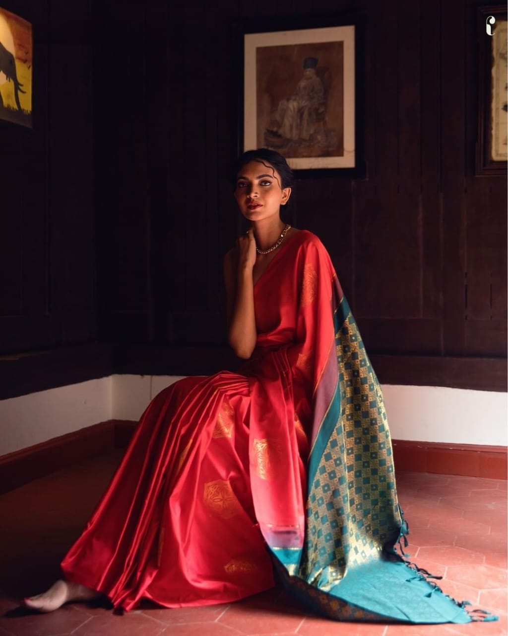 Red South Pure Silk Woven Saree