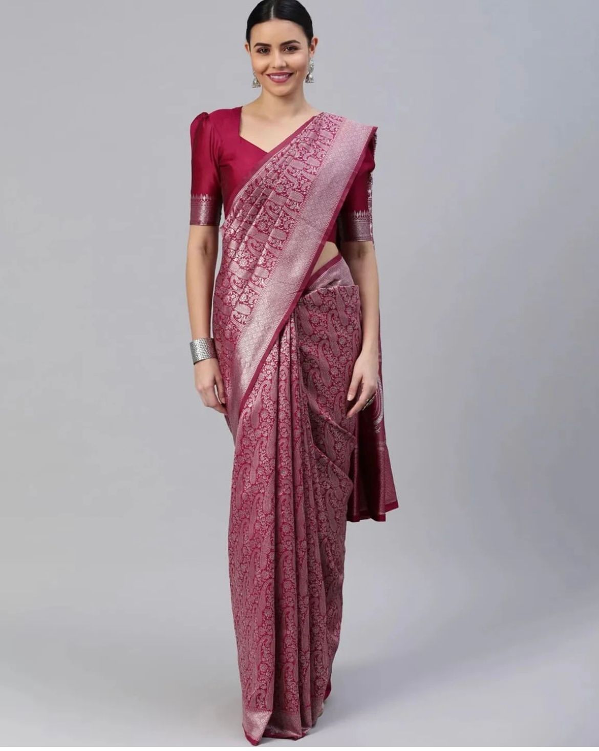 Women's Banarasi Silk Saree With Blouse Piece