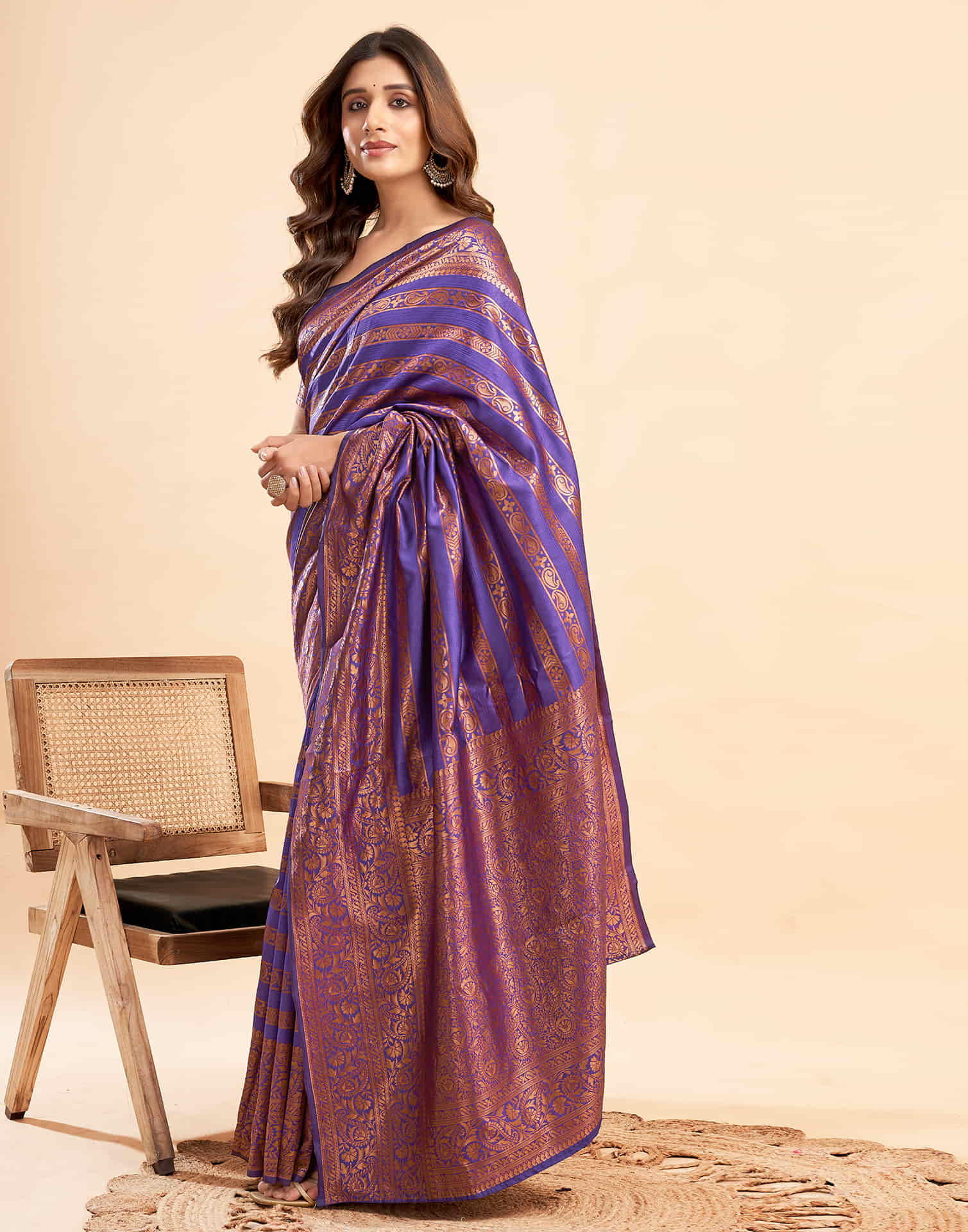 Purple Banarasi Silk Woven Saree