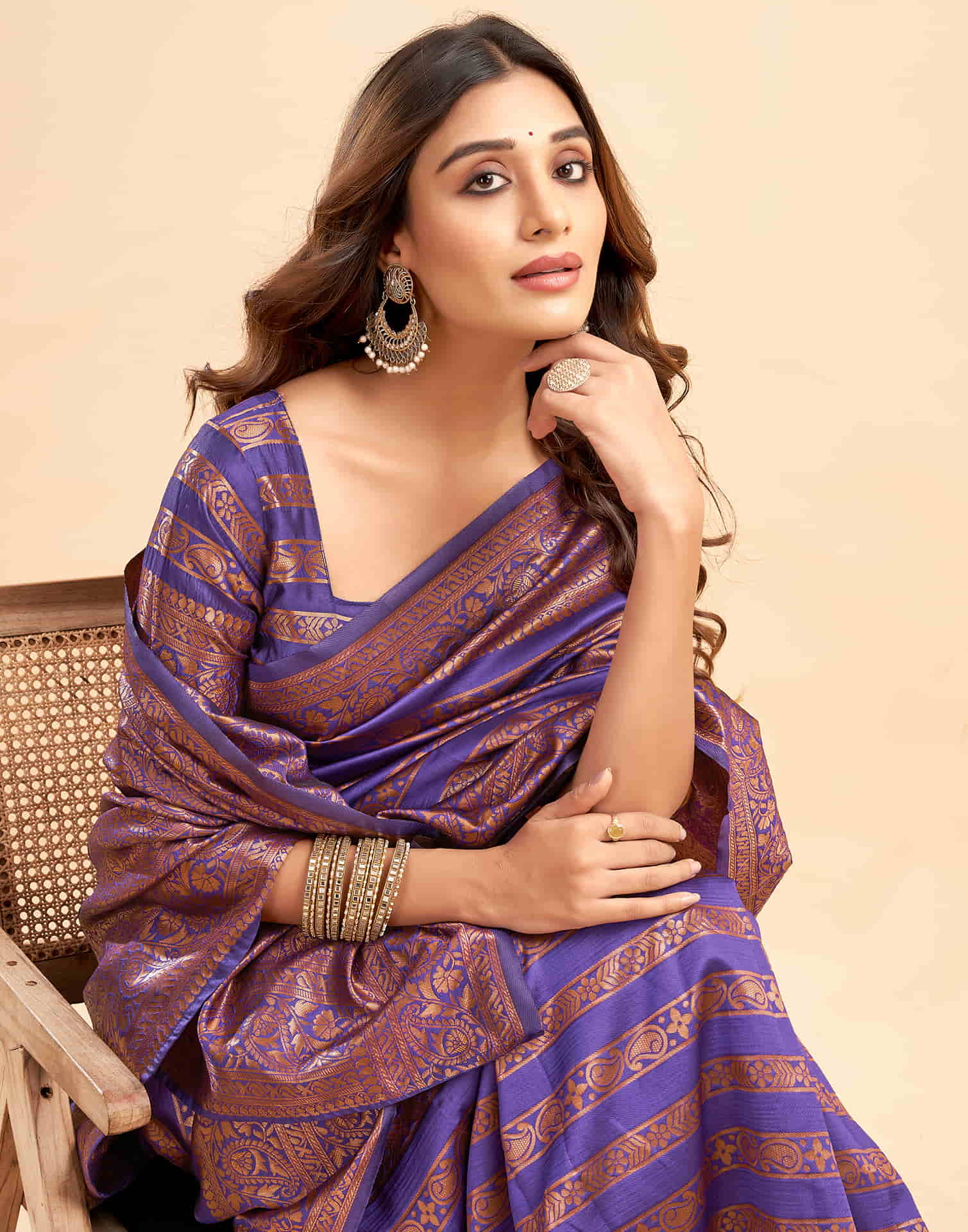 Purple Banarasi Silk Woven Saree