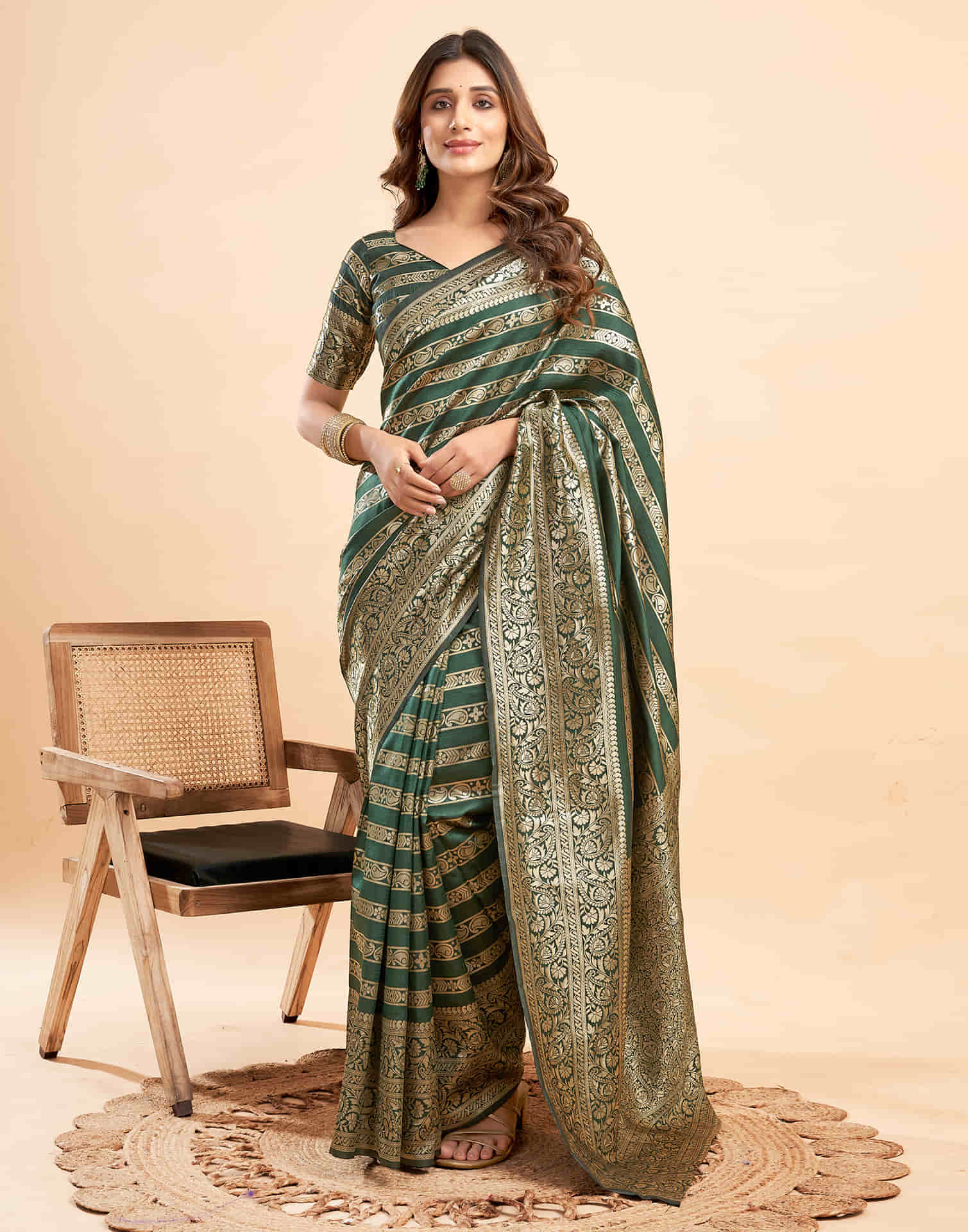 Green Banarasi Silk Woven Saree