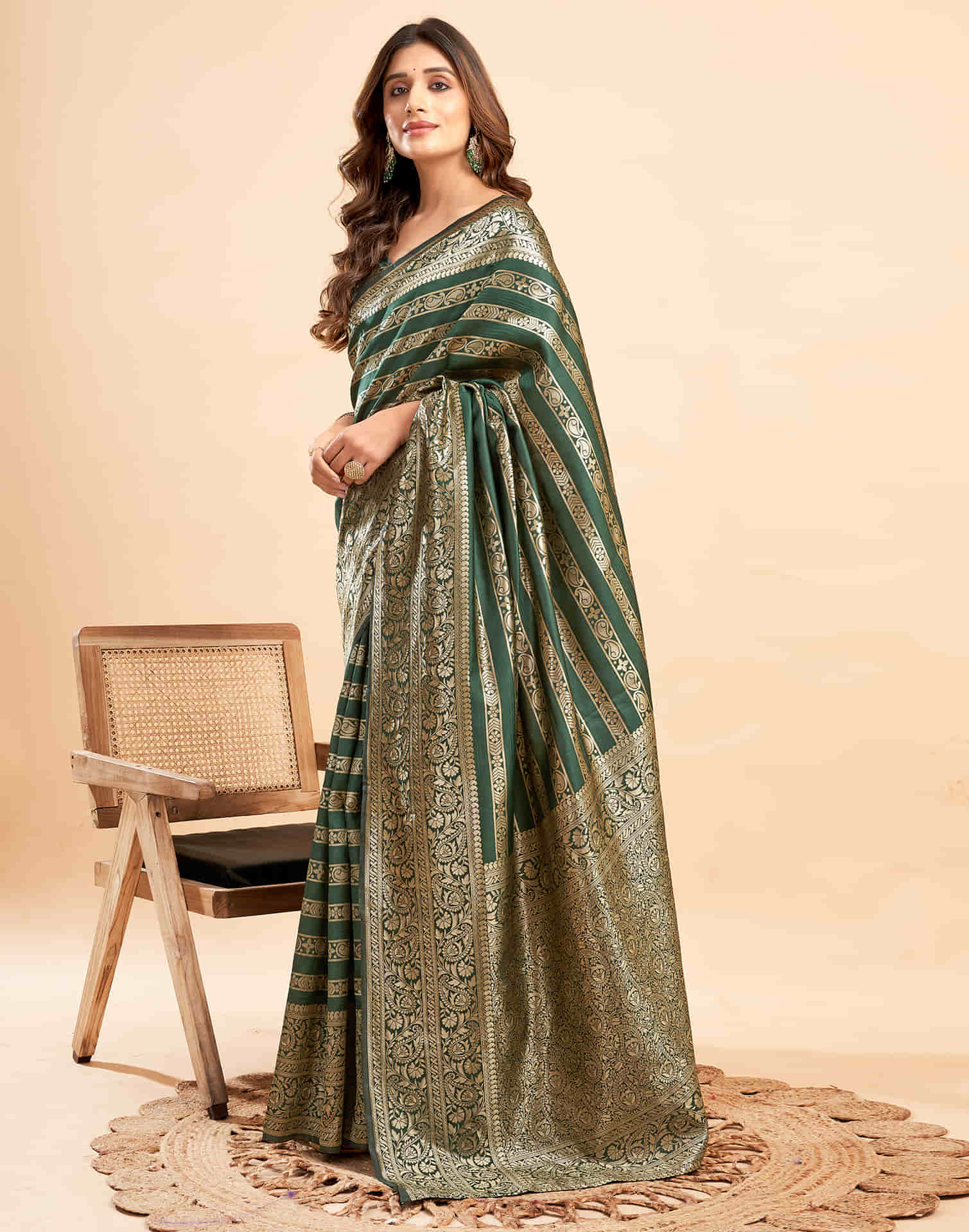 Green Banarasi Silk Woven Saree