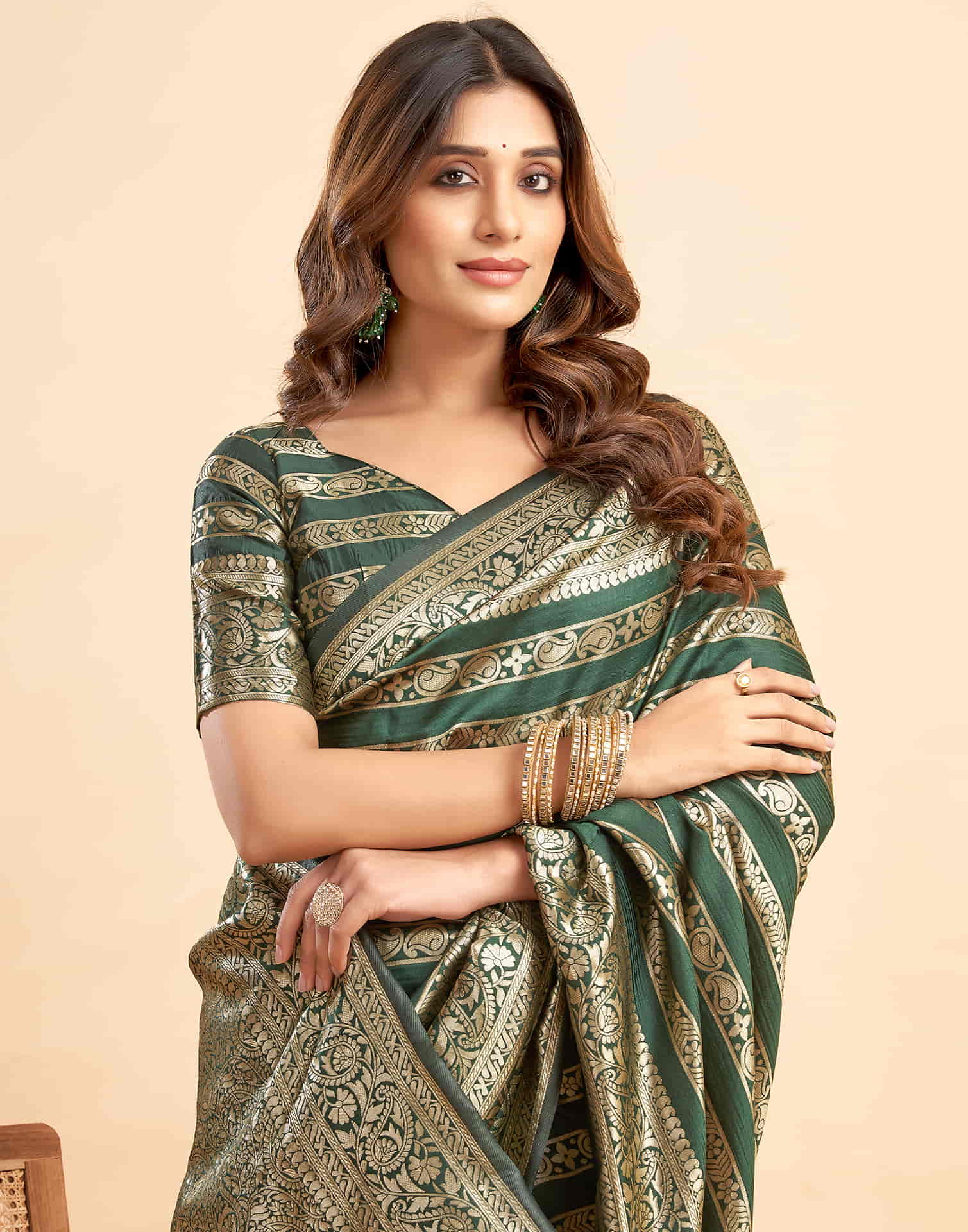 Green Banarasi Silk Woven Saree