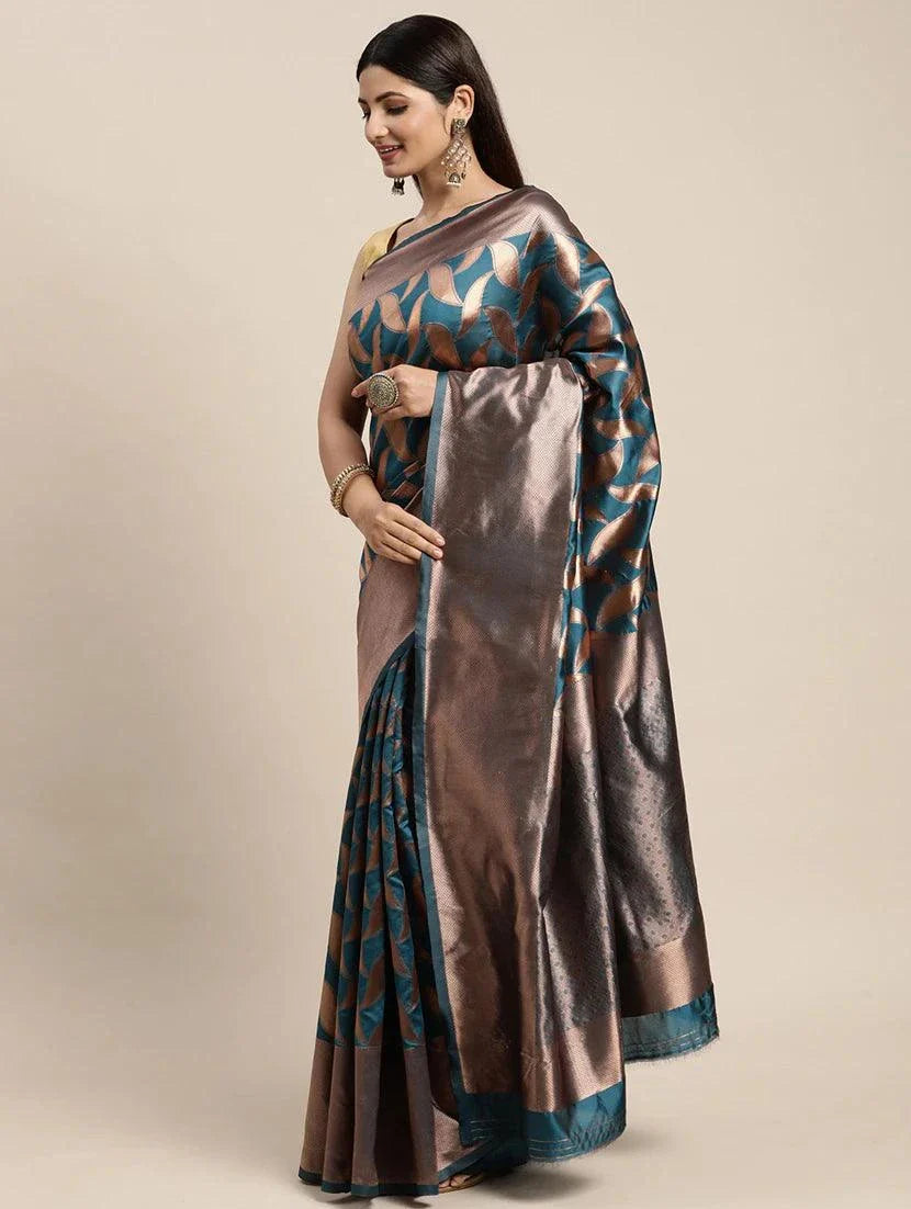 Rama Keri: Exquisite Kanjivarm Silk Saree in Vibrant Rama Color - Naari Silk 