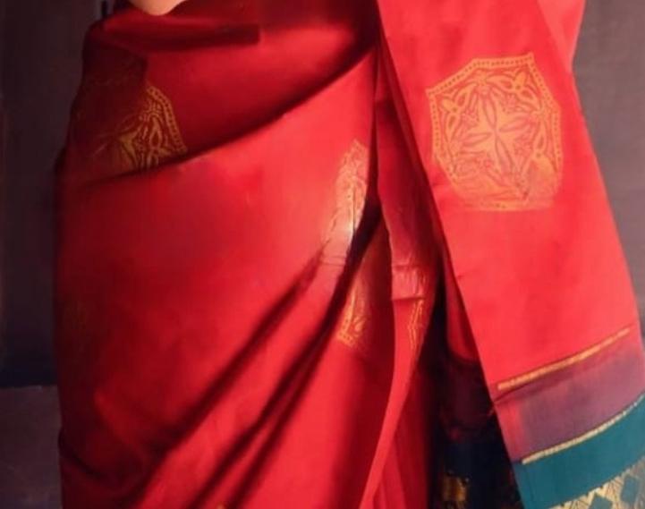 Red South Pure Silk Woven Saree