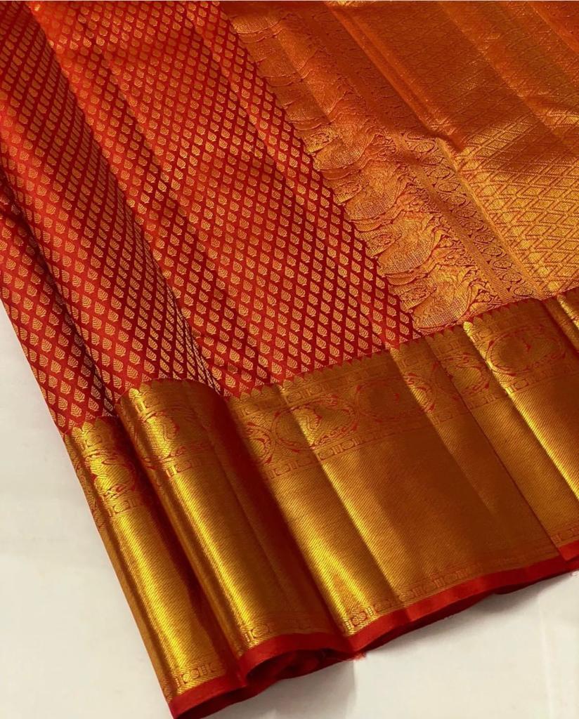 Red Kanjivaram Silk Saree With Jari Work