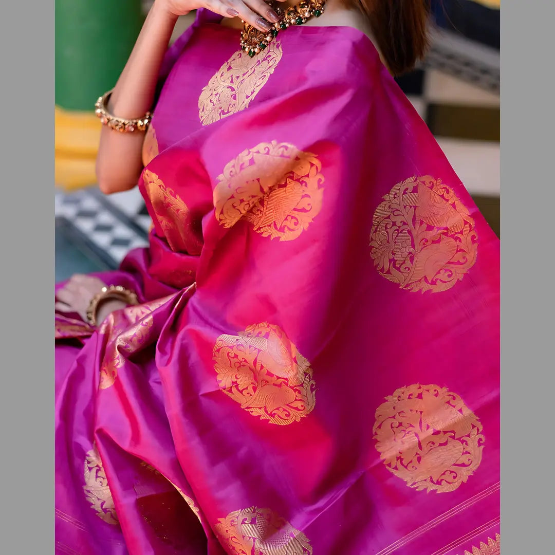 Silk Elegance: Pure Pink Banarasi Saree