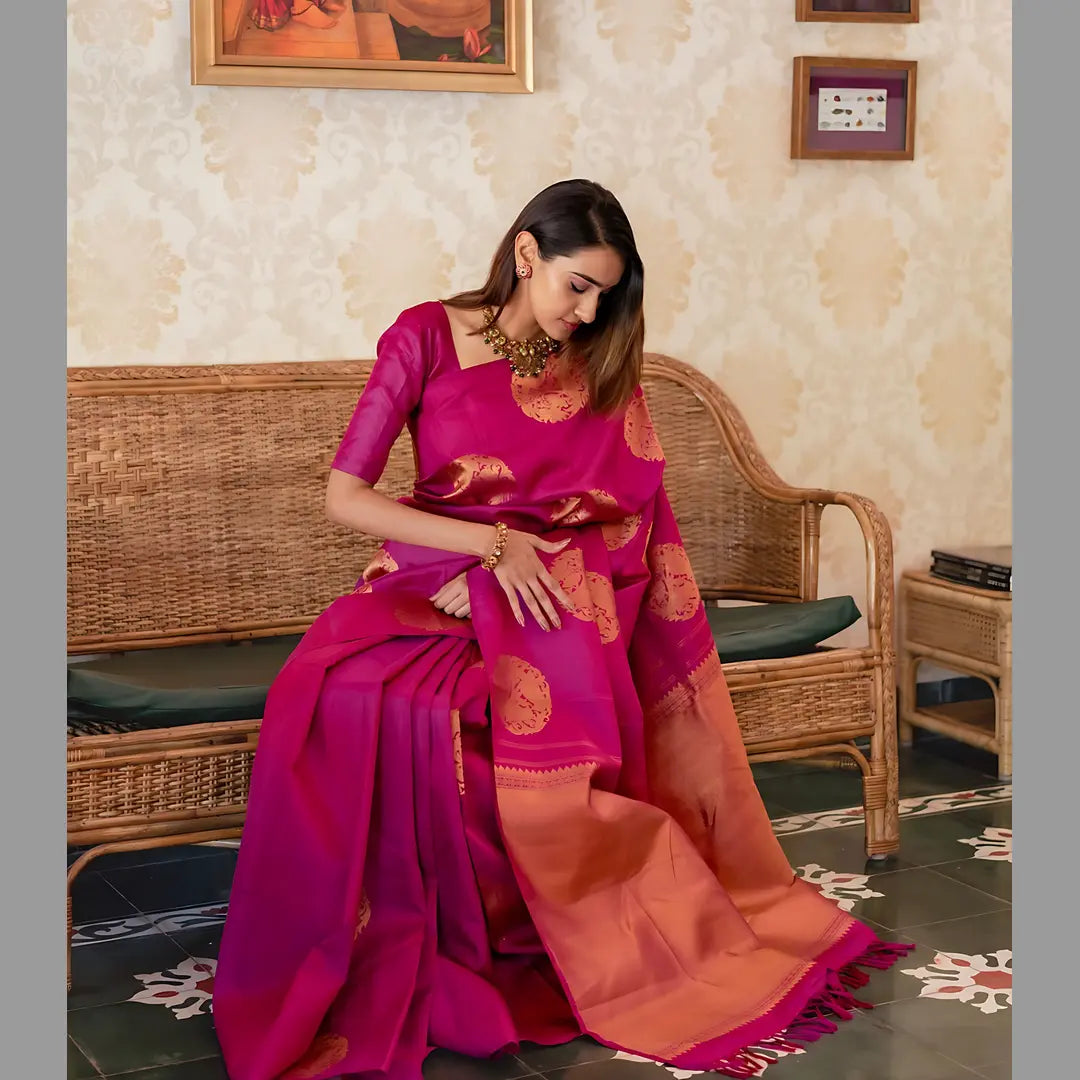 Silk Elegance: Pure Pink Banarasi Saree