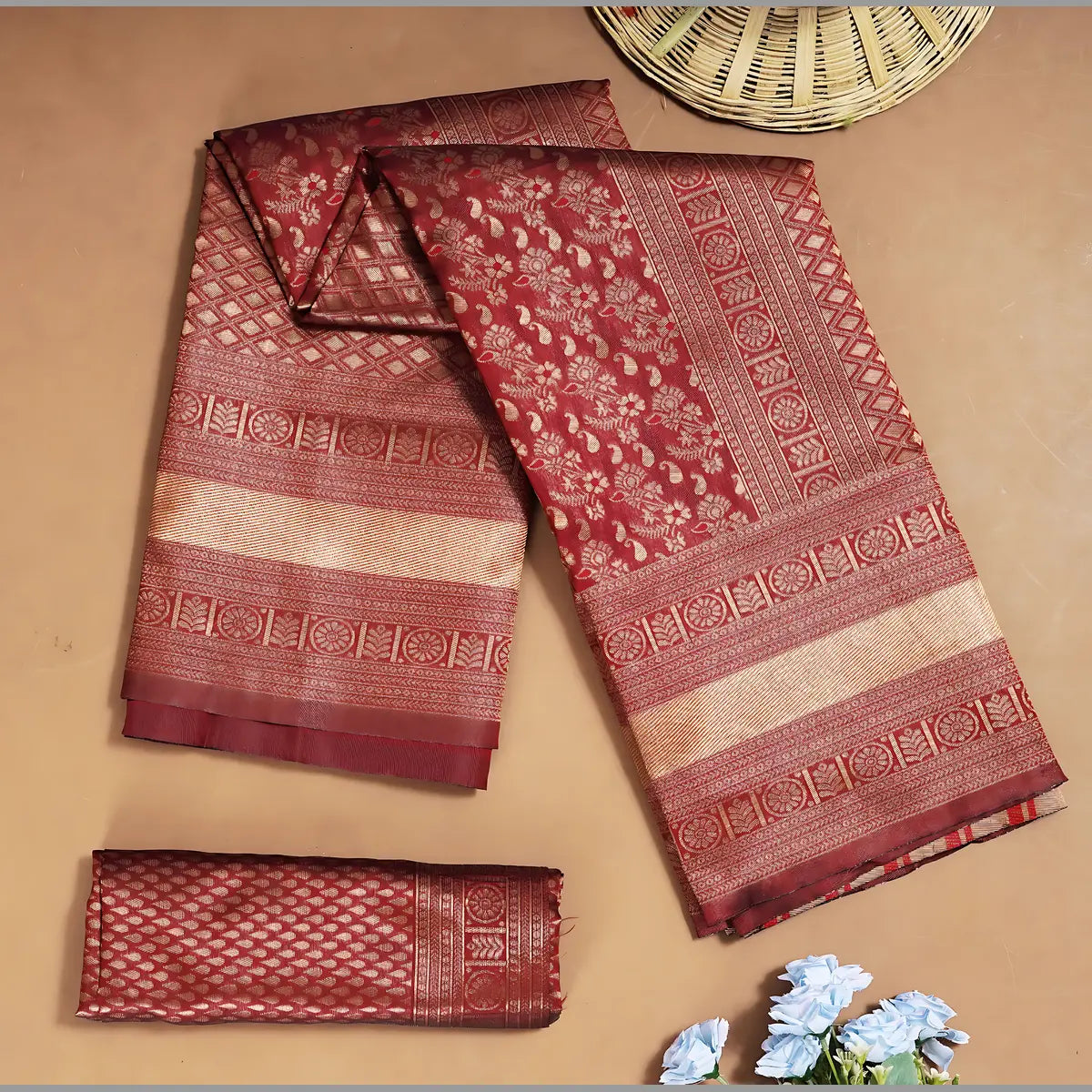 Magic of Silk: Wine color Banarasi Saree