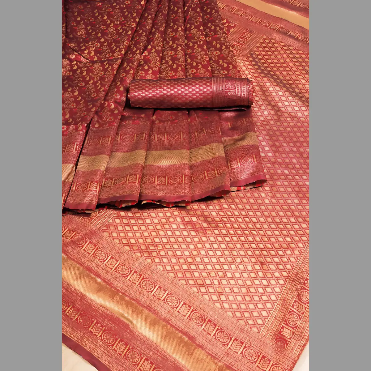 Magic of Silk: Wine color Banarasi Saree