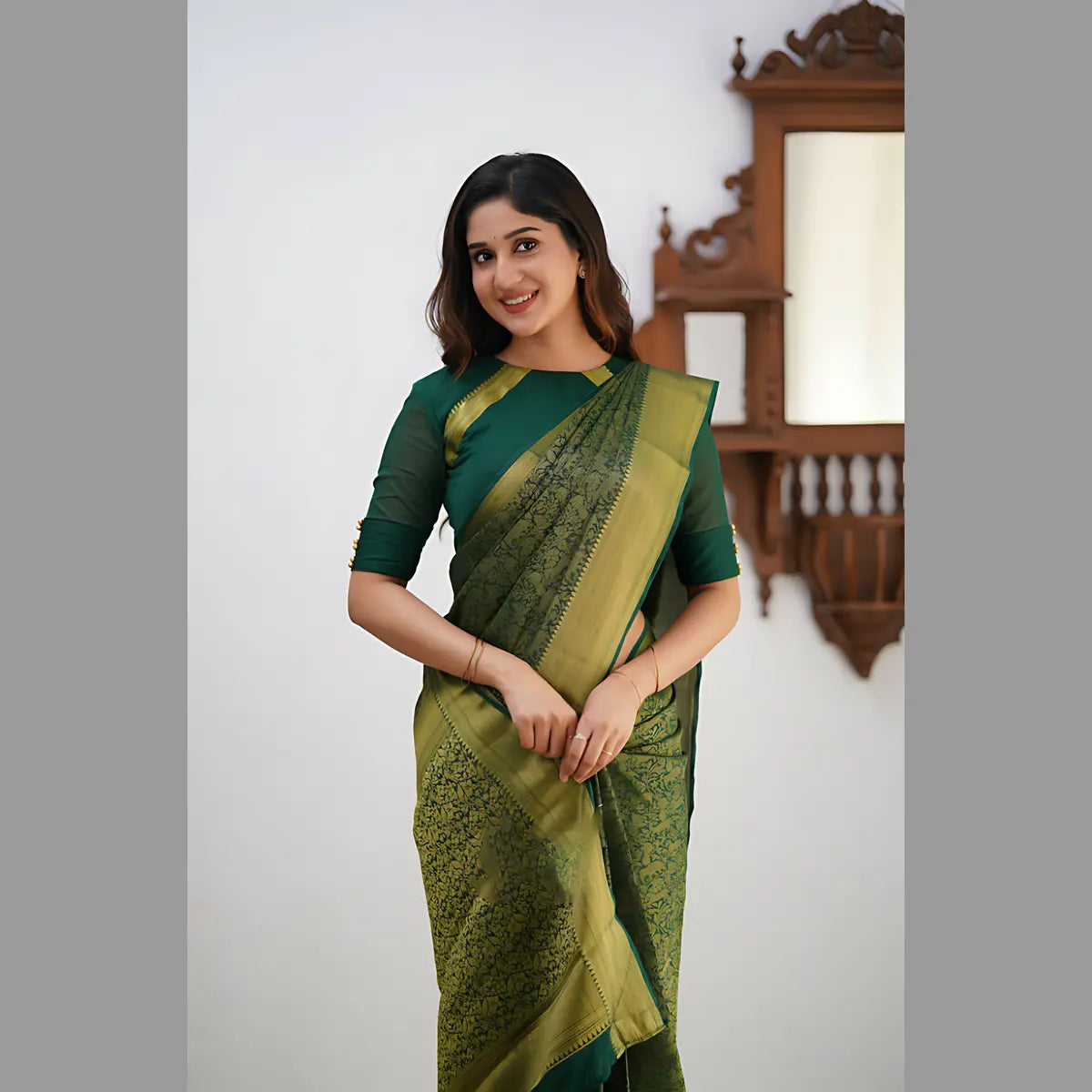 Radiant Dark Green Banarasi Silk Beauty