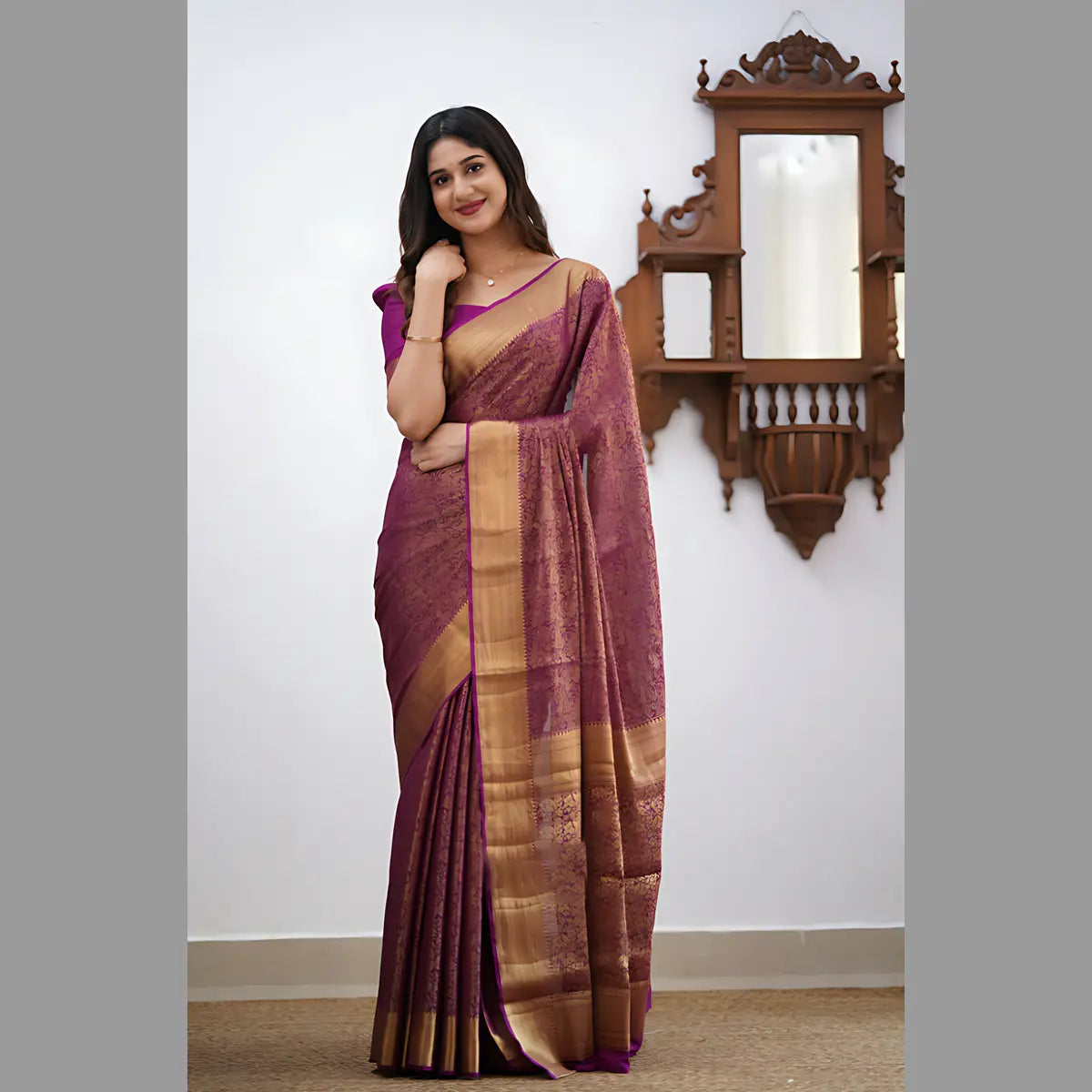 Regal Magenta Banarasi Silk Charm