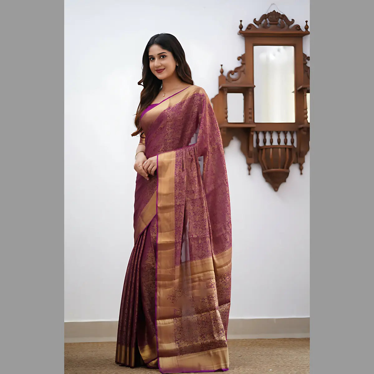 Regal Magenta Banarasi Silk Charm