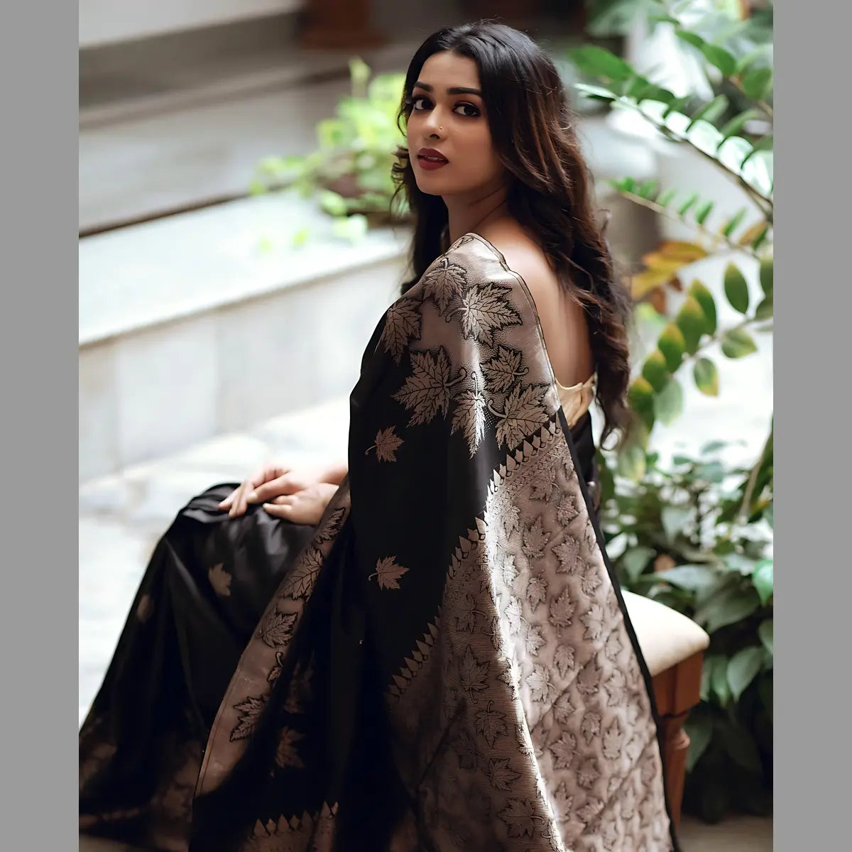 Enigmatic Black Banarasi Silk Saree