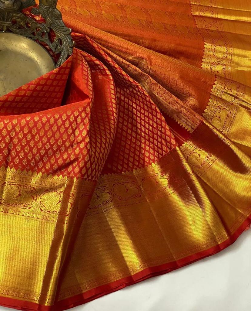 Red Kanjivaram Silk Saree With Jari Work