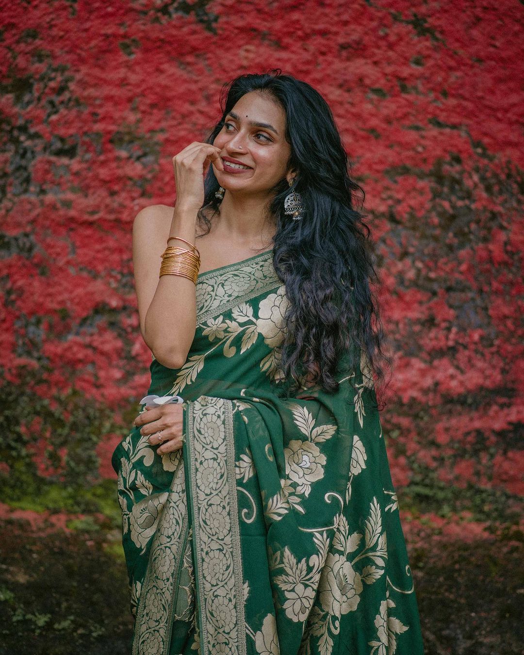 Green Woven Silk Saree With Blouse