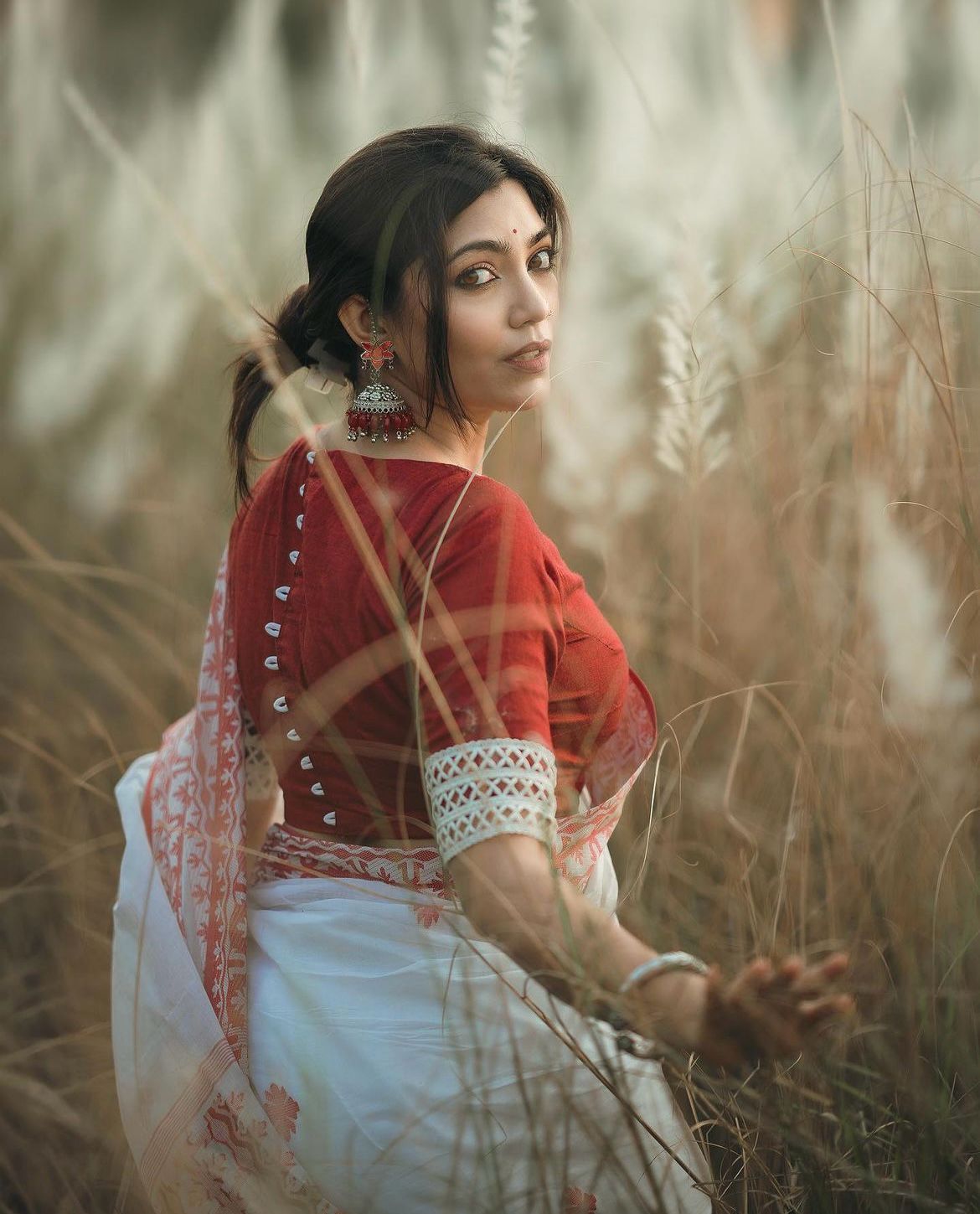 White Cotton Silk  Saree with Blouse Piece