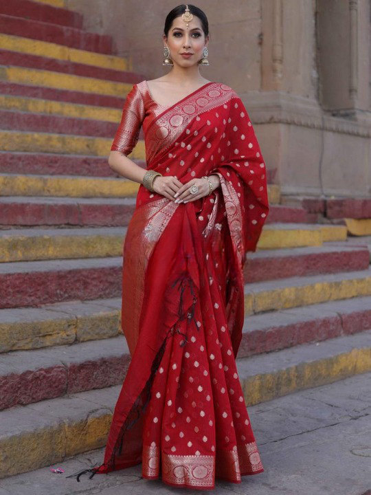 Beautiful Red kanjivaram Silk Saree for woman