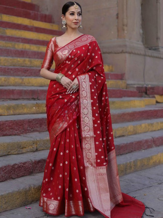 Beautiful Red kanjivaram Silk Saree for woman