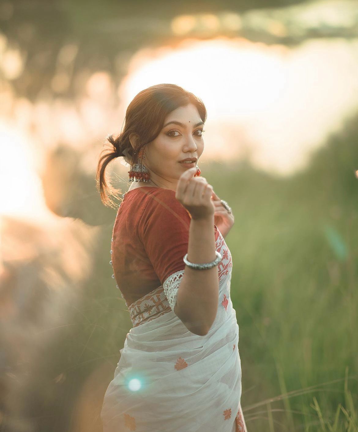 White Cotton Silk  Saree with Blouse Piece