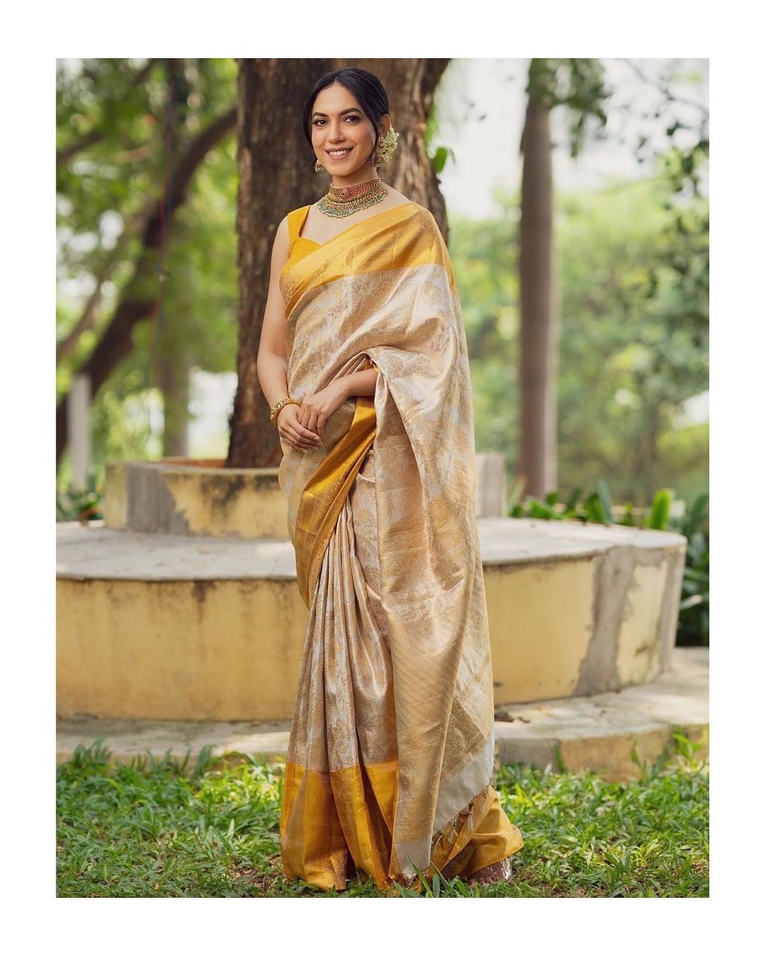 Sunshine Yellow Patterned Saree