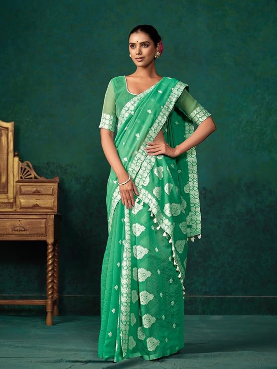 Green Mekhela Soft Silk Saree