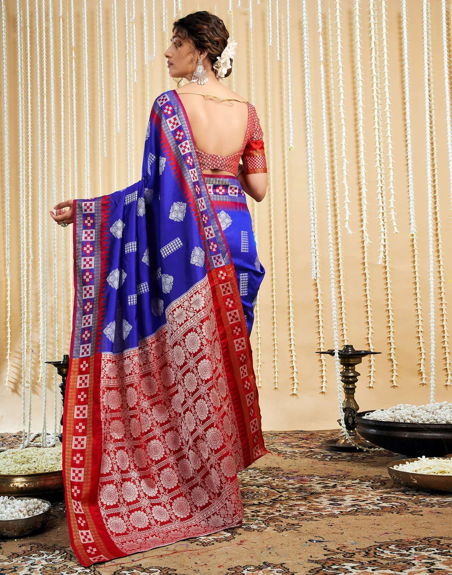 Dark Blue Silk Woven Handloom Saree