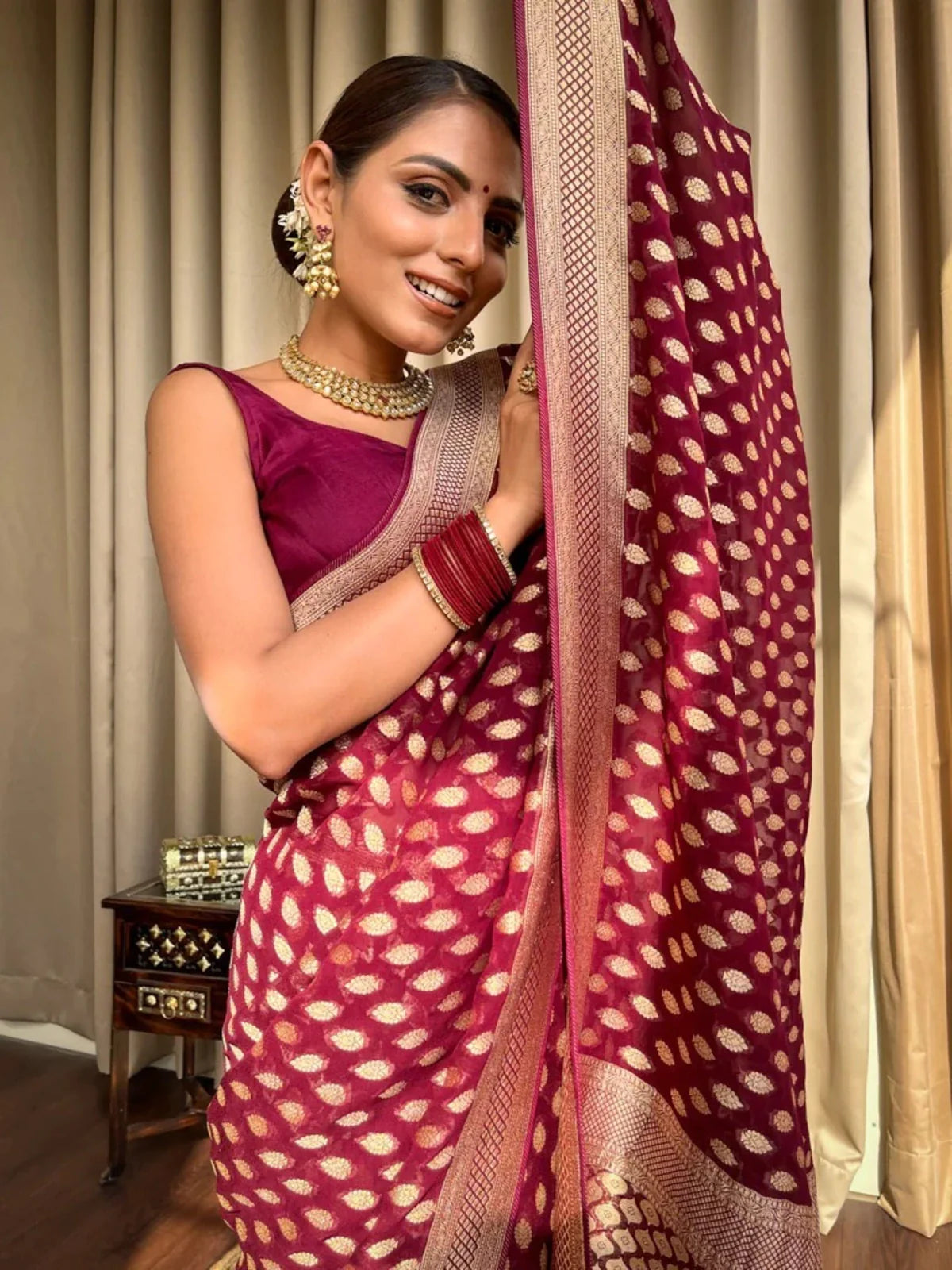 Stunning Cotton Silk Delight - Maroon