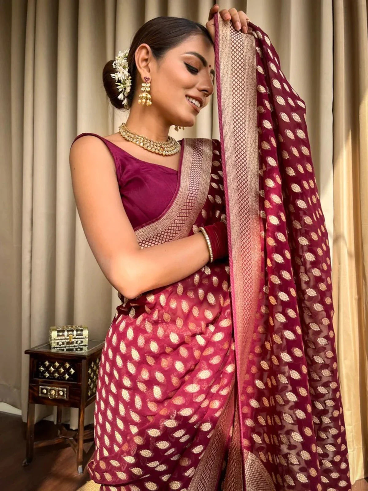 Stunning Cotton Silk Delight - Maroon