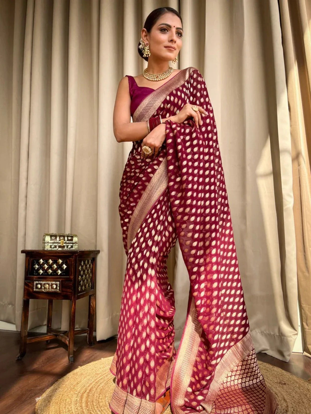 Stunning Cotton Silk Delight - Maroon