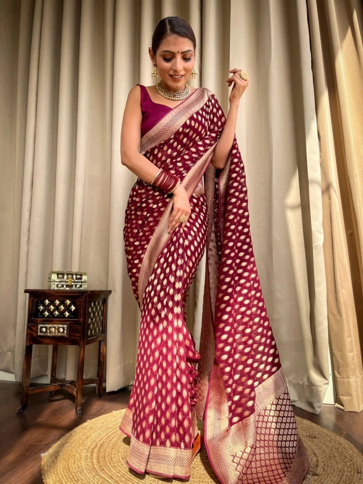 Stunning Cotton Silk Delight - Maroon