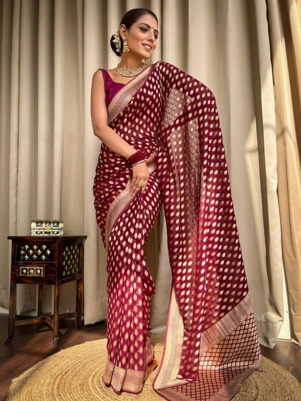 Stunning Cotton Silk Delight - Maroon