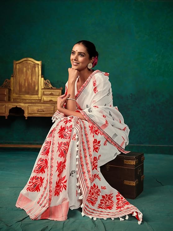 White Mekhela Soft Silk Saree