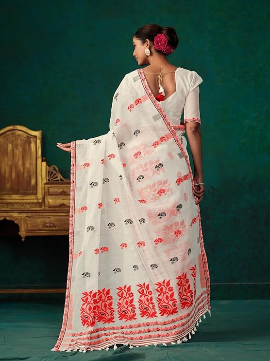 White Mekhela Soft Silk Saree