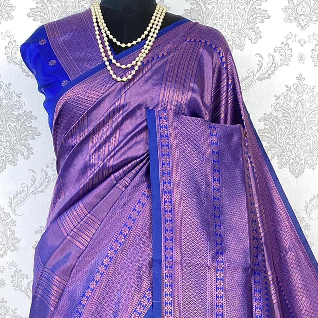 Enchanting Blue: Captivating Aarvi Saree for Timeless Elegance - Naari Silk 