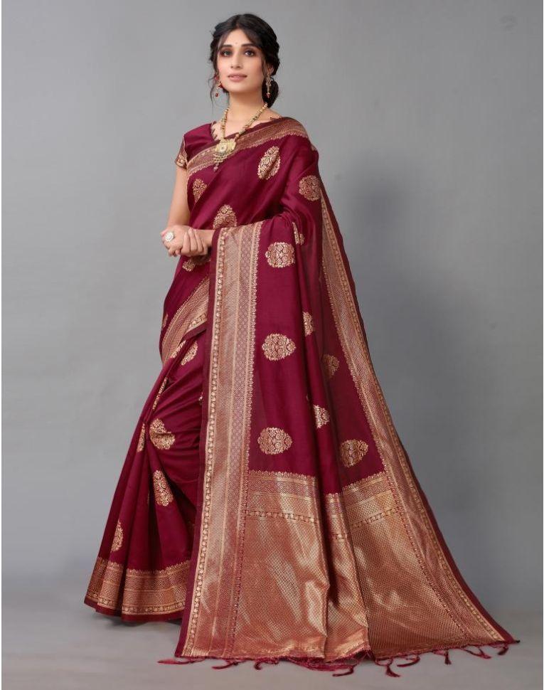 Magnificent Maroon: Pan-tastic Saree for Timeless Grace - Naari Silk 