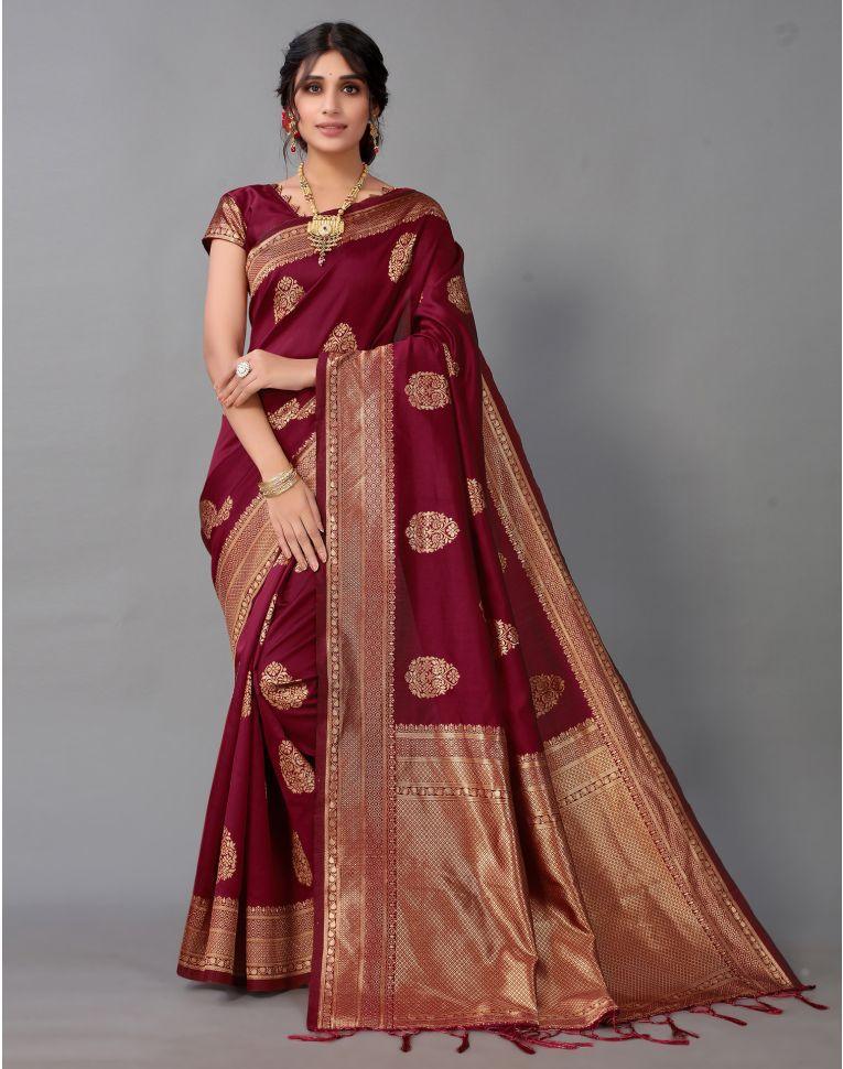 Magnificent Maroon: Pan-tastic Saree for Timeless Grace - Naari Silk 