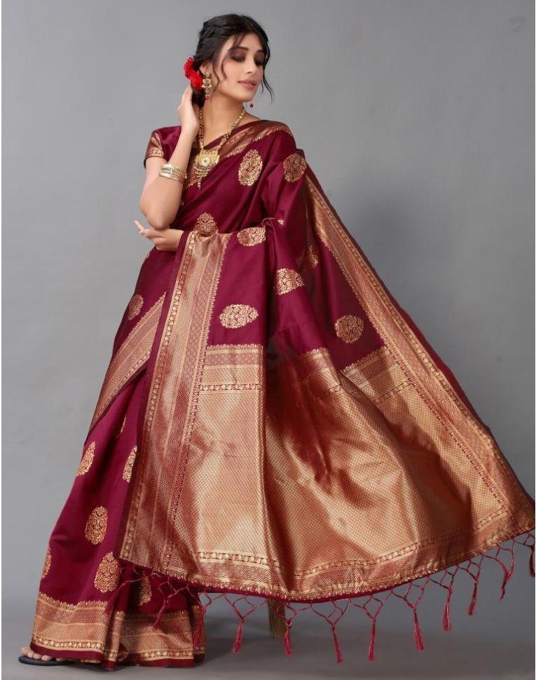 Magnificent Maroon: Pan-tastic Saree for Timeless Grace - Naari Silk 