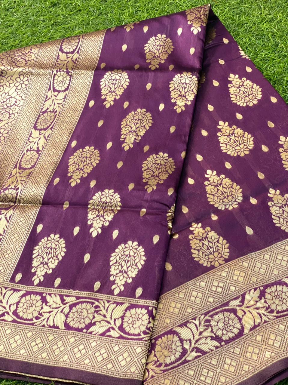 Purple Butta Patti Saree: Regal Elegance for Weddings and Parties - Naari Silk 