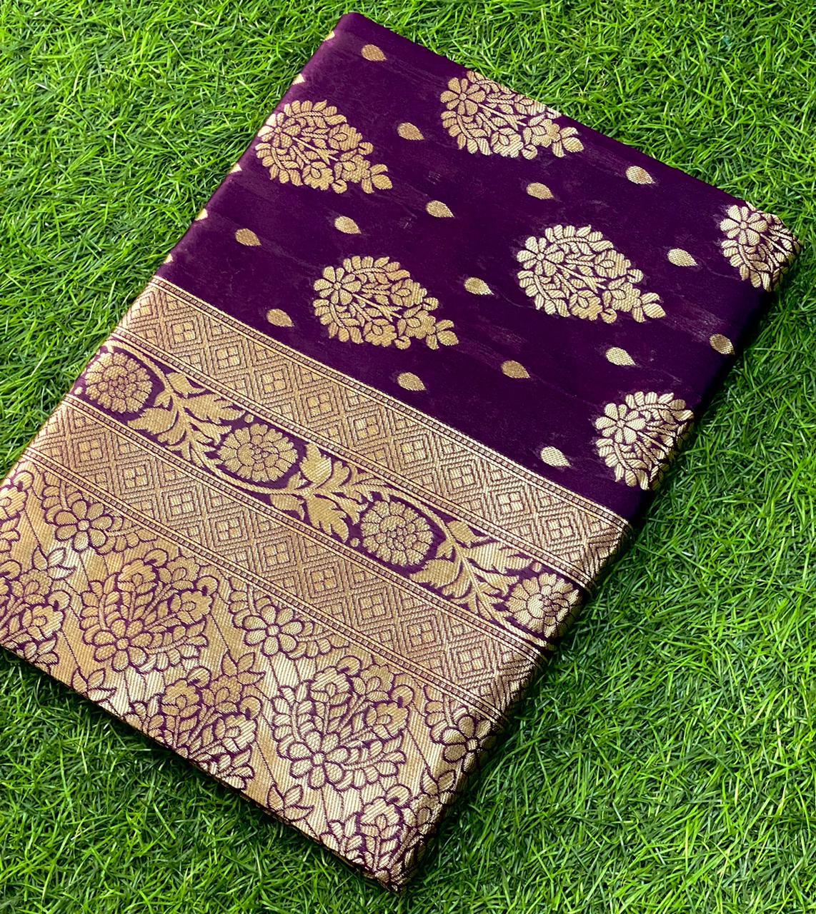 Purple Butta Patti Saree: Regal Elegance for Weddings and Parties - Naari Silk 