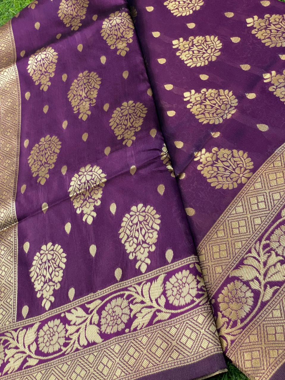 Purple Butta Patti Saree: Regal Elegance for Weddings and Parties - Naari Silk 